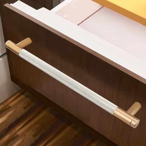 30 Pack 7 1/2 Inch 192 mm Bronze and Nickel Cabinet Handles Cabinet Pulls Aluminum Handles Knurled Drawer Pulls Oxidation Finish with Diamond Pattern 8.6" Length (7.5" Hole Center) - color: PBronze and Nickel, size: 7 1/2 Inch