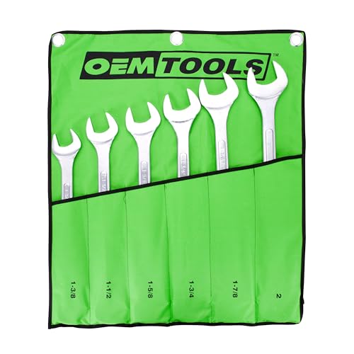 OEMTOOLS 6-PC SAE Jumbo Angle Head Combination Wrench Set 1-3/8" to 2" - style: 6 Pc SAE Angle Head