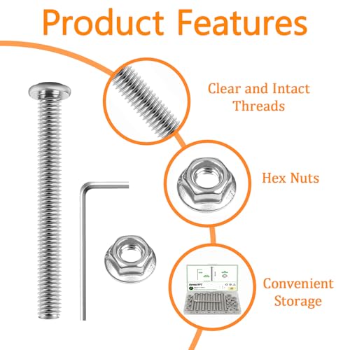 26 Pcs M8 x 70mm Flat Head Hex Socket Cap Screws Bolts Kits, 18-8 (304) Stainless Steel,Metric Bolt Assortment, Fully Threaded for Furniture, Bed, Chairs - size: M8x70mm-26Pcs