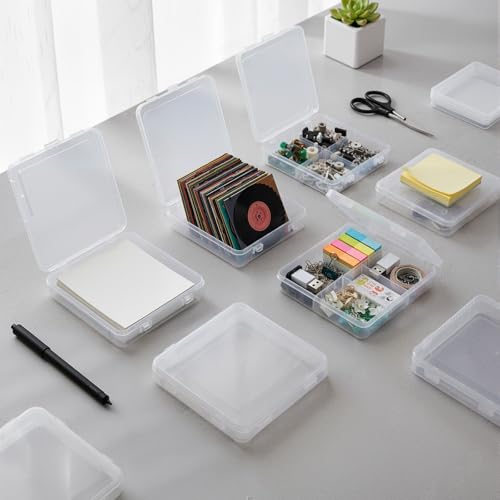 Jetec 6 Pieces Small Clear Plastic Storage Box, 5.9 x 5.9 x 1.5 Inch - size: 5.9 x 5.9 x 1.5 Inch