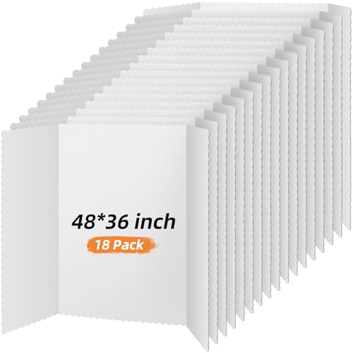 Ctosree 18 Pcs 48 x 36 Inch Tri Fold Poster Board Bulk for Display, White - color: White, size: 48 x 36 inch