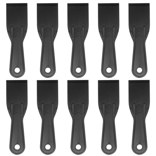HARFINGTON 10pcs Putty Scraper 2" Width 6mm Thin Width 6mm Thin Flexible Plastic Putty Knives for Taping Drywall Spreading Painting Wall Scratching - color: Black, size: 2"