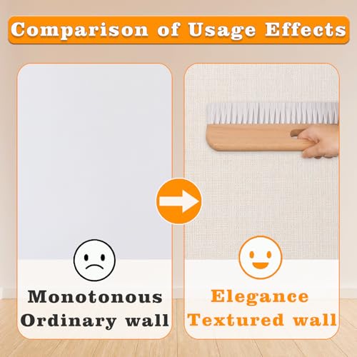 Concrete Brush with Wood Handle, Multi-Purpose Wallpaper Smoothing Tool for Tile Grout Scrubbing, Masonry and Paste Application