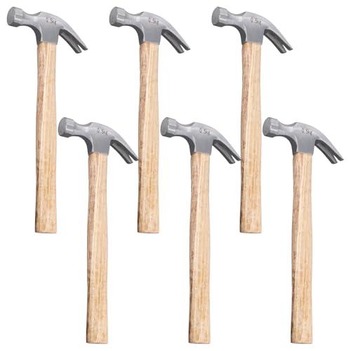 LEXININ 6 Pcs 16oz Claw Hammer, Carpenter Hammer with Wood Handle for Nail Removal Home Use
