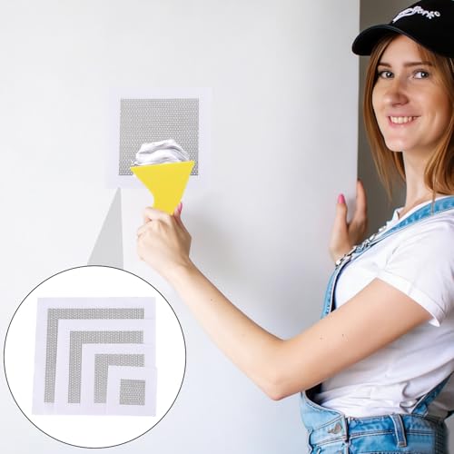 22 Pcs Drywall Repair Kit, 2/4/6/8 Inch Dry Wall Patch Kits, Self Adhesive Aluminum Mesh with Scraper and Sandpaper for Hole Repair