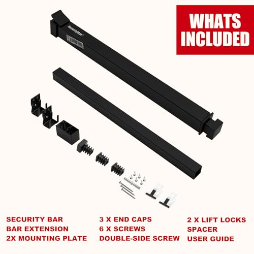 SecurityMan Window Security Bar - Easy Install for Horizontal/Vertical Windows - Adjustable Window Lock Bar (Child Proof/Heavy Duty Iron) - Extendable (14.25" to 37") Security Bars for Windows - Black - color: Black
