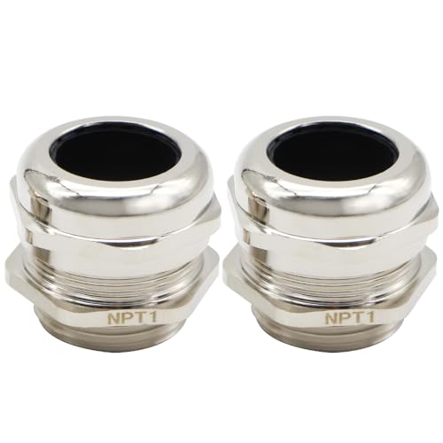 MAKERELE NPT Cable Glands 1" Nickel-Plated Brass IP68 Waterproof, 2pcs - color: Nickel-plated copper, size: 1" 2pcs BAG