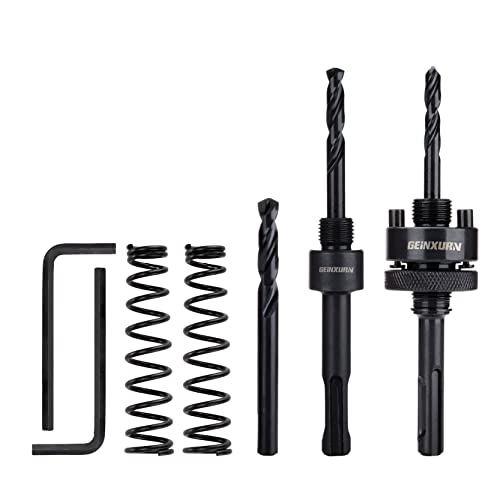 GEINXURN SDS-Plus Hole Saw Mandrel, Include 2Pcs Hole Saw Arbors with 3Pcs 1/4 Inch HSS(M2) Central Drill/2PCS Hex wrench/2Pcs Spring - size: GHSM007SDS