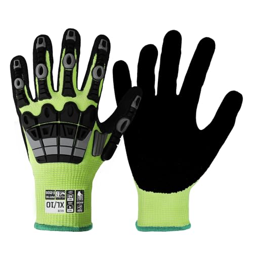 Work Gloves Men Women, A5 Cut Resistant Gloves, Impact Gloves - size: Large