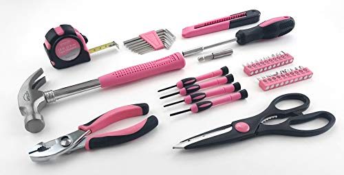 Apollo Tools 39 Piece General Household Tool Set, Pink DT9706P - color: Pink, size: 39-Piece (with Slip Joint Pliers + Scissors)