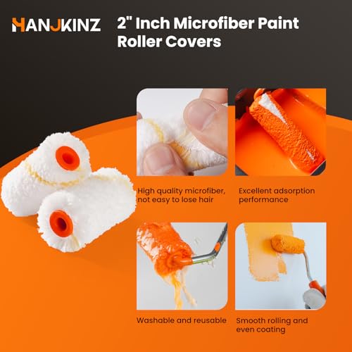 2 Inch Microfiber Paint Roller Kit, 20 Pack - size: 20 pcs 2" Microfiber Roller Cover