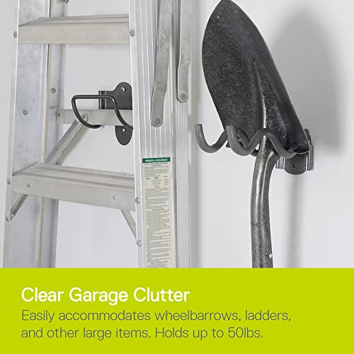Delta Wide Hook Utility Holder Cycle - Heavy Duty Garage Utility Hook Helps Support Wheelbarrows, Ladders & Other Large Items - Rubberized Coating Protects from Scratches - Easy Installation - color: Single Hook