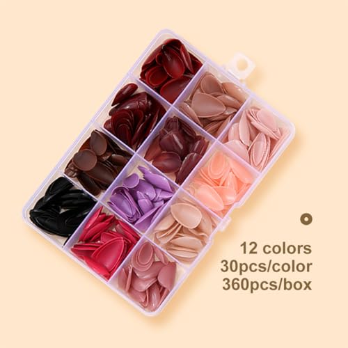 360Pcs Press On Nails Short Almond Fake Nails Press Ons Set Solid Color False Nails Full Cover Acrylic Glue on Nails Reusable Glossy Artificial Nail Kit for Women Girls Manicure 12 Color - color: A001