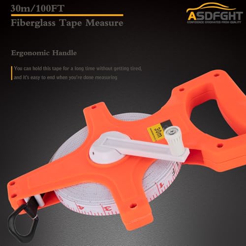 Open Reel Tape Measure 100 Feet, Fiberglass Tape Measure, Yard Measuring Tape Fit for Sports Field, Outdoor, Engineer,Track, Durable Dual-Sided Measuring Reel with Feet and Meters (1/2') - size: 30 m