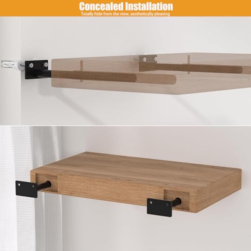 Floating Shelf Brackets, 10 inch Hidden Shelf Brackets Heavy Duty Blind Shelf Support, 200LBS Load Capacity, 6 Pack Floating Shelf Hardware for DIY Wood Wall Floating Shelves - size: 10 Inch
