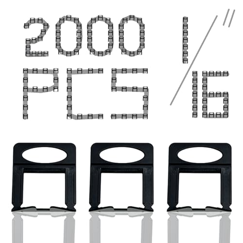 2000 Pcs Tile Leveling System Base Refill Pack, 1/16‘’ Tile Spacer, Suitable for Most Tile Grouting Applications, Easy to Install and Remove - color: 2000 Pcs, size: 1/16"