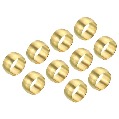 PATIKIL 12mm Tube OD Brass Compression Sleeves Ferrules, 50 Pack Brass Ferrule Fitting Brass Compression Fitting Assortment Kit for Air Water Gas Pipe - size: 12mm