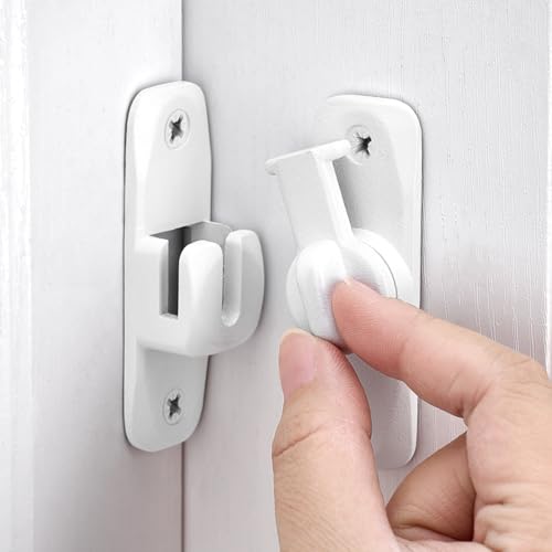 Matte White Barn Door Latches,90/180 Degree Gate Lock_B - color: Matte White