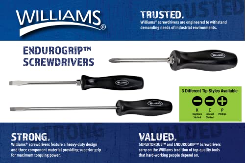 Williams 8-Piece Endurogrip Multi-Size Screwdriver Set, Keystone Slots Hex Bolster & Phillips, Comfort Grip Prevents Slippage, Extra Strength Steel Chrome Blades - style: 8 Piece Mixed