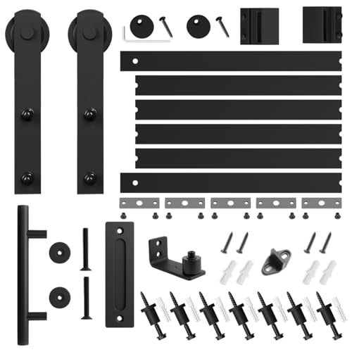 SMARTSTANDARD 8.2 FT Heavy Duty Sturdy Sliding Barn Door Hardware Kit,Black - size: 8.2 Feet