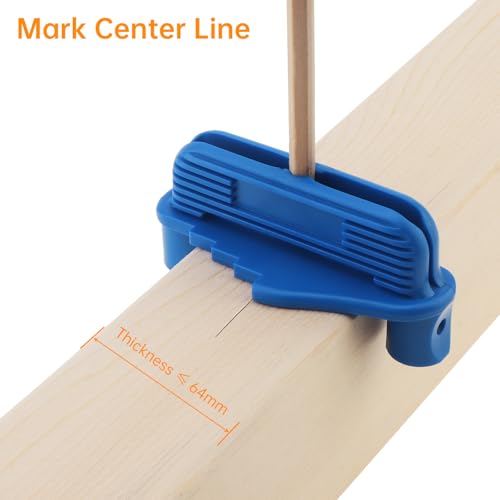 Center Scriber, Multifunction Magnetic Center Finder Tool, Woodworking Offset Marking Gauge for Carpentry with Hexagonal Pencil, Pencil Sharpener, Magnetic Scriber (Blue) - color: Blue