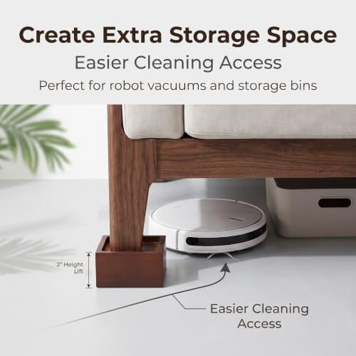 Lufia 2 Inch Solid Pine Wood Furniture Risers Set of 4,Heavy Duty Silicone Non Slip Lift Blocks for Bed Sofa Desk Cabinet - color: Dark Brown - 4-pack, size: 2 Inch