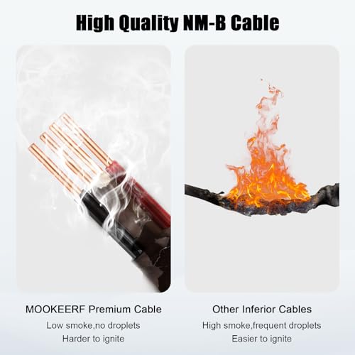 14/3 Wire with Ground - 10FT 14 Gauge NM-B Non-Metallic Sheathed Cable 100% Pure Copper 14 AWG 3 Conductor Residential Indoor Wire for Outlets, Switches, Other Loads and Lighting Wiring Projects etc. - size: 10FT, style: 14AWG/3