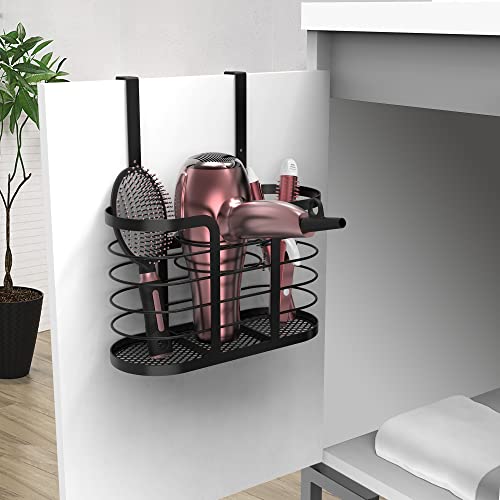 YIGII Hair Tool Organizer, Cabinet Door Storage Basket, Bathroom, Black - color: Black