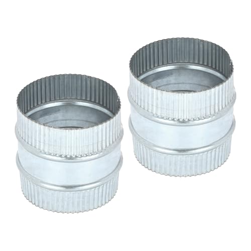 PATIKIL 4 Inch Duct Connector Coupling, 2 Pcs Galvanized Steel Straight Dryer Vent Coupler Flexible Ducting Collar Connector Round Crimped Ventilation Duct Extension for HVAC System Pipe - size: 4 Inch