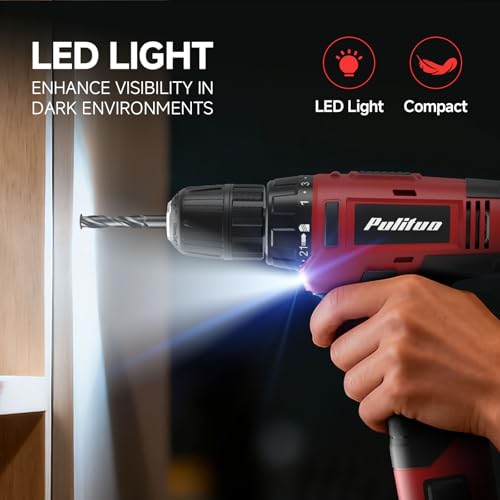 PULITUO 149-Piece Home Drill Set with Red 12V Cordless Drill, Hand Tools & Tool Box, Tool Kit for Women & Men and DIY Enthusiasts, for Home Improvement - style: 12V Set(Red)