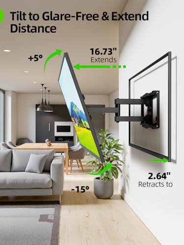 USX MOUNT Full Motion TV Wall Mount for 42-97 Inch TVs up to 150lbs, Swivel and Tilt Wall Mount TV Barcket with Extension, Max VESA 600x400mm & 16" Wood Studs，Fit Most 75 85 86 90 95 inch TVs - size: 42-97 inch