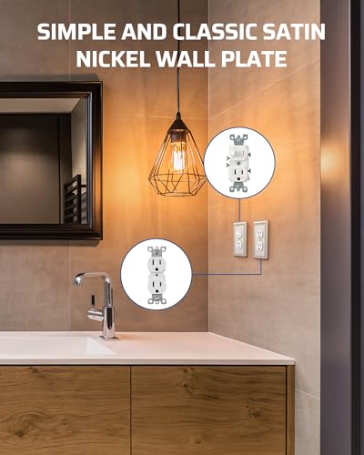 DEWENWILS Duplex Outlet Covers, Brushed Nickel Outlet Wall Plates - color: Brushed Nickel, size: 1 Duplex 2PK