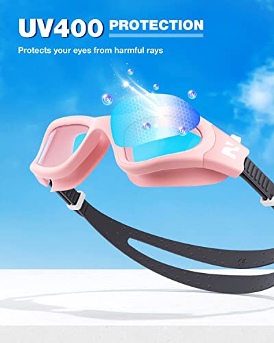 ZIONOR Swim Goggles, G1 SE Swimming Goggles Anti-Fog for Adult Men Women - color: A4-clear Lens Pink Frame