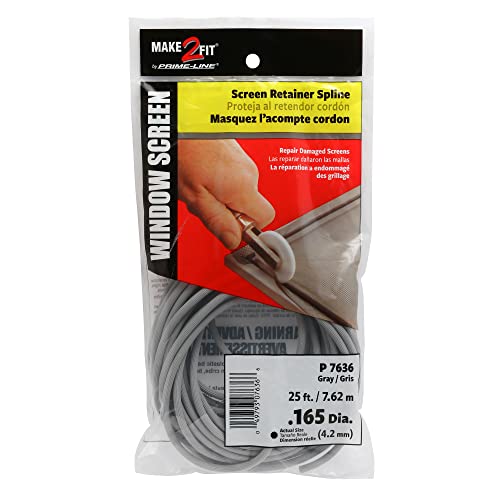 Prime-Line P 7636 0.165 In. x 25 ft. Roll Gray Spline (1 Roll) - size: 0.165