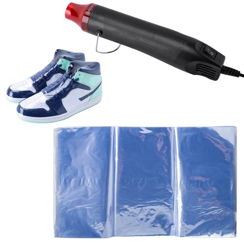 Shoe Shrink Wrap Bags with Heat Gun, 11x18 Inches 50Pcs Heat Shrink Wrap - size: 11x18 inches (50 pcs)