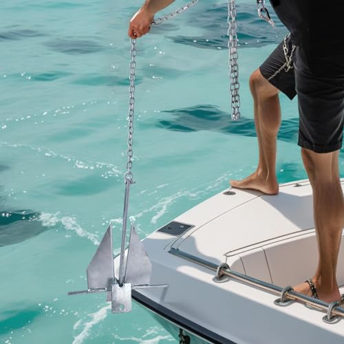 VEVOR Fluke Style Anchor Kit,Hot-Dipped Galvanized Steel Fluke Anchor with 7.9' Chain - size: 13 lbs