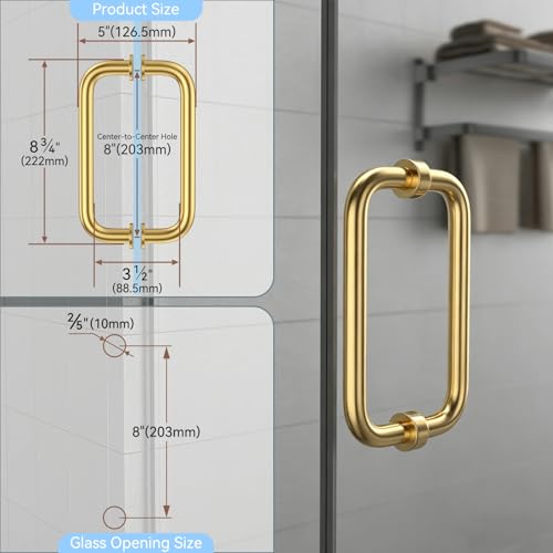304 Stainless Steel Shower Door Hardware Kit - color: Brushed Gold