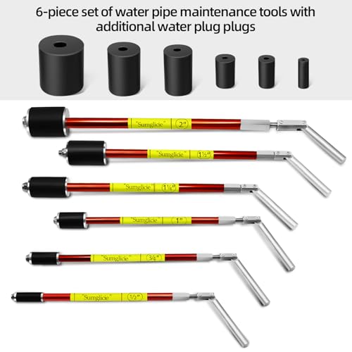 6800 Plumbing Plug Tool Kit, Pipe Water Stopper Kit 1/2" to 2" for Professional Plumber Plumbing Repair, 6-Piece Tools with Carrying case, No Draining Needed, Fast Leak Repair up to 65 PSI