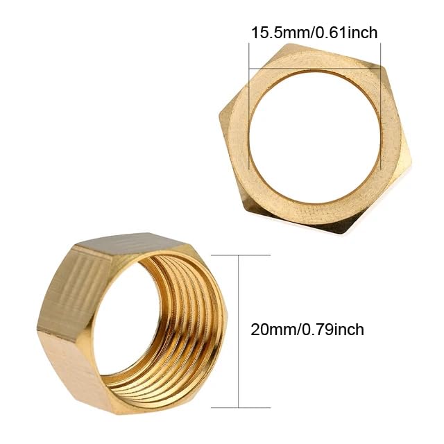 2 Set Shower Hose Nut and Screw Replacement Universal Stainless Steel Brass Adapter Joint Connector for Handheld Shower Head Hose Bathroom Bathing Water Pipe Attachment Repair Parts