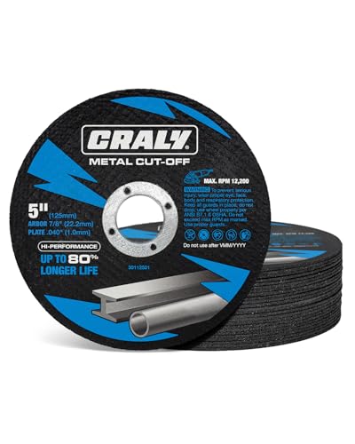 CRALY 5 Inch Cut-Off Wheels for Cutting Metal & Stainless Steel, Professional Grade Ultra Thin Metal Cutting Disc for Angle Grinder & Die Grinder, 7/8 in Arbor, 25-Pack(30112501-25) - style: 5 Inch,25pcs