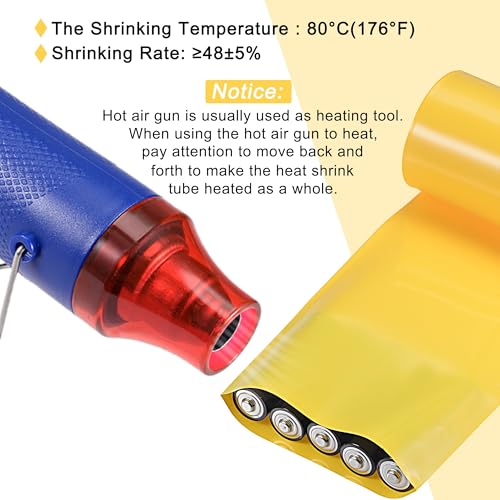 MECCANIXITY Battery Wrap PVC Heat Shrink Tubing 48mm Dia 75mm Flat 10 Feet(3meters) Yellow Good Insulation for Battery Pack - color: Yellow, size: 48mmx75mmx3m
