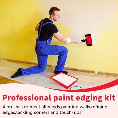 14 Pcs Paint Edger Tool Kit Red Edge Painting Tools for Walls Ceilings - color: Red