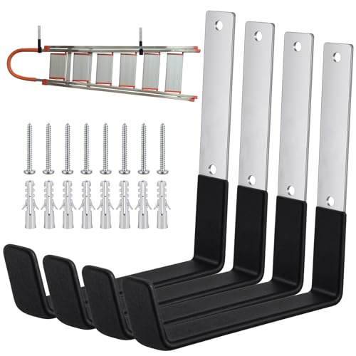 4 Pcs Heavy Duty Garage Hooks, Stainless Steel Wall Mount Utility Hooks Storage Tool Holder Hanger Organizer for Garden Hose, Ladder, Bike