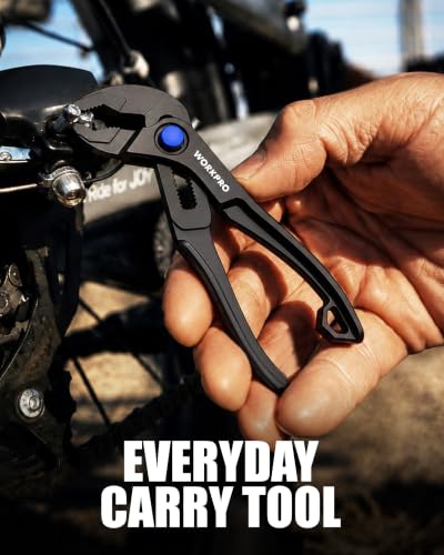 WORKPRO Mini Water Pump Pliers, 4-Inch Groove Joint Pliers for Tight Spaces - color: Black
