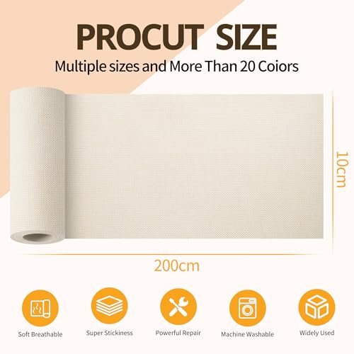 Fabric Repair Tape, 4" x 80" Self-Adhesive Linen Repair Tape Patch Kit - color: Pale Yellow, size: 4" x 80"