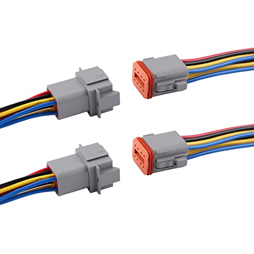 Deutsch DT 8 Pin Connector 2 Sets - 8 Way DT Automotive Waterproof Male Female Plug Wiring Harness for Car, Truck, Boats, LED Work Light, 16 AWG. (2 Sets 8 Pin, Grey) - size: 8-pin