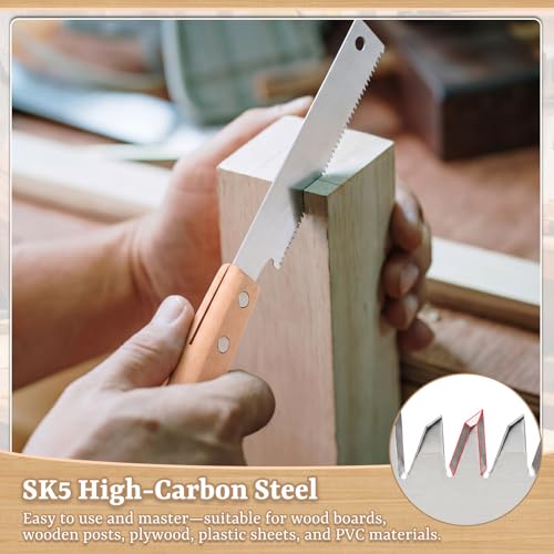 10 Pcs Woodworking Tools Set, Includes 6 Wood Chisel CR-V Steel Beveled Blades (1/4", 1/2", 3/4", 1", 1 1/4", 1 1/2"), 3 Japanese Hand Saws SK5 Blade & Solid Beech Mallet for Carpenter DIY