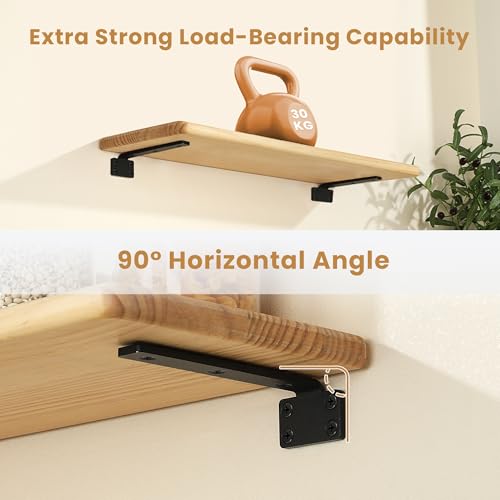Mooche 4Pack Floating Shelf Brackets, Heavy Duty L Brackets Wall Mounted - color: Balck, size: 5.92*1.42 Inch