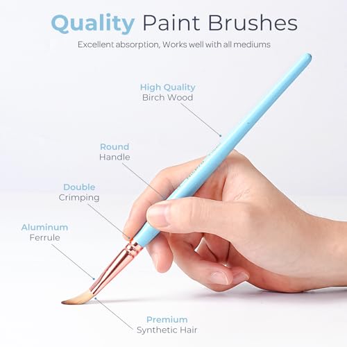 Nicpro 30pcs Paint Brush Set, Aesthetic Pastel Paintbrushes with Paint Spatula and Cloth Roll, Craft Paint Brushes for Acrylic Painting Oil Watercolor Gouache, Art Supplies for Women Artists Beginners - color: Pastel