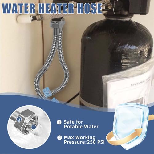 2 PACK,36 inch Length Hot Water Heater Hose 1"FIP x 1" FIP Water Line,Stainless Steel Flexible Corrugated Water Heater Connector, 1 Inch Water Softener Flex Pipe Hose (0.7"ID) - size: 1"FIPx1"FIP, 36"L(0.7"ID)